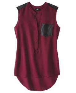 Mossimo Burgundy top with faux leather pocket
